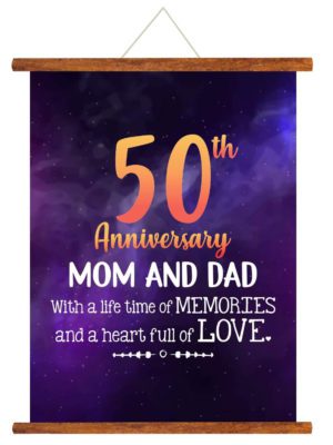 YaYa cafe™ 50th Anniversary Gifts for Parents, Mom Dad Scroll Greeting Card Poster Love Memories- 18×24 inches