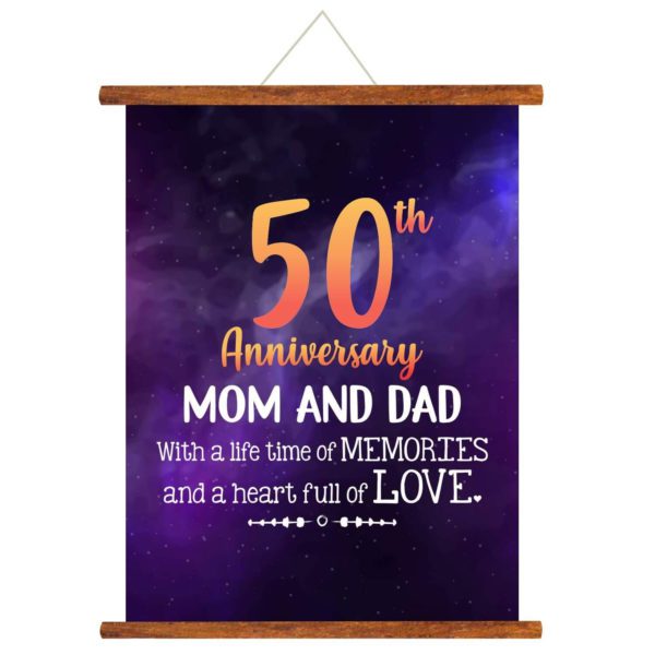 YaYa cafe™ 50th Anniversary Gifts for Parents, Mom Dad Scroll Greeting Card Poster Love Memories- 18×24 inches