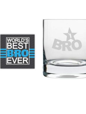 TheYaYaCafe Yaya Cafe™ Birthday Rakhi Gifts for Brother Starry No 1 Bro Whiskey Glass Stelvio with Coaster - 325 ML