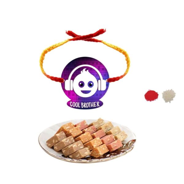 Yaya Cafe Rakhi Sweets Gift Combo for Cool Brother Printed Rakhi, MEWA Bites Burfi - 400 gm Raksha Bandhan