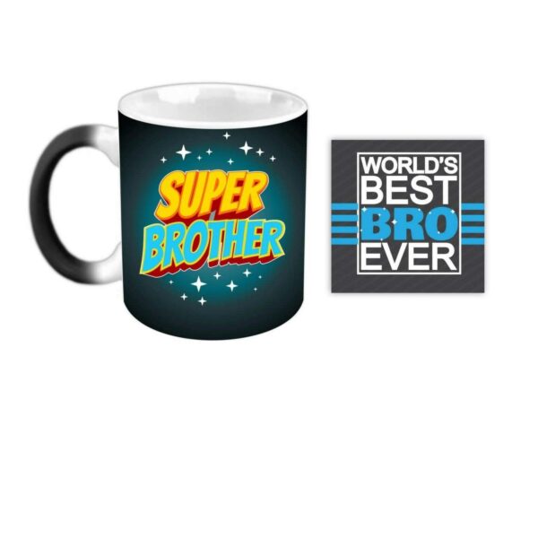 Yaya Cafe™ Rakhi Sweets Gift Combo for Brother, Super Brother Mug, MEWA Bites, Coaster Gift Combo of 3 Birthday