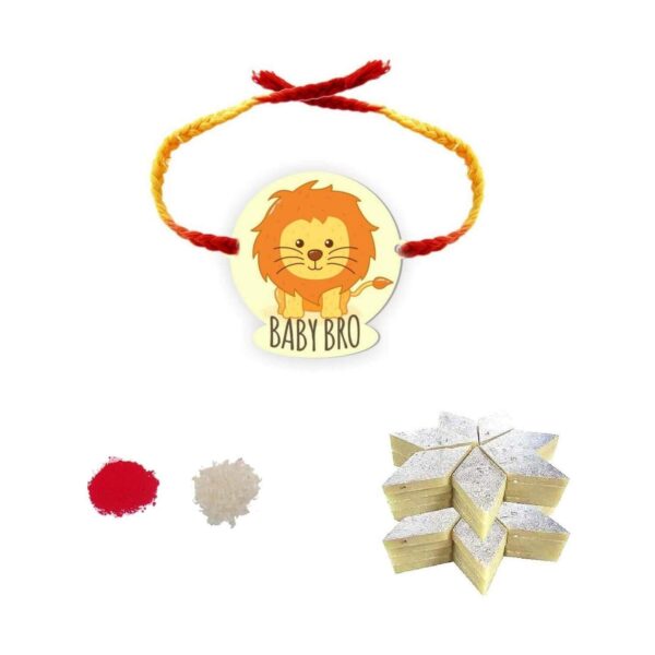YaYa Cafe Rakhi Sweets Gift Combo for Brother Lion Bro Printed Rakhi, Kaju Katli - 1 kg, Gift Combo of 2 Raksha Bandhan