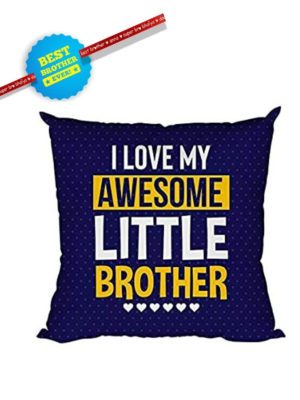 TheYaYaCafe Rakhi Gifts 24X24 inches Cushion Cover Awesome Little Brother Printed Raksha Bandhan Birthday