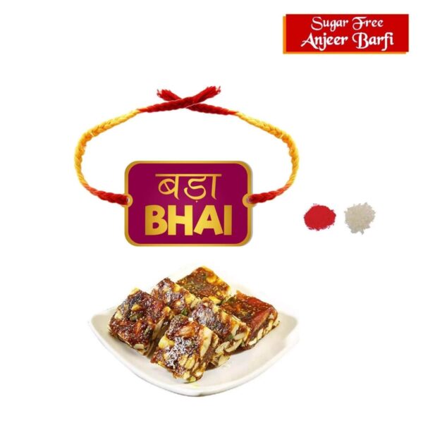 Yaya Cafe Rakhi Sweets Gift Combo for Brother Bada Bhai Printed Rakhi, Anjeer Barfi- 1 Kg Raksha Bandhan