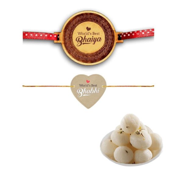 Yaya Cafe Rakhi Sweets Gift Combo for Bhaiya Bhabhi, Worlds Best Bhaiya Bhabhi Rakhi Rasgulla, Gift Combo Raksha Bandhan