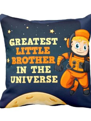 TheYaYaCafe Rakhi Gifts 24X24 inches Cushion Cover Greatest Little Brother Printed Raksha Bandhan Birthday