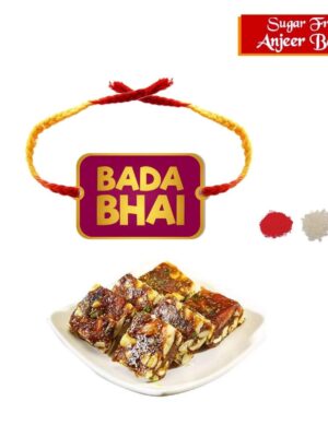 Yaya Cafe Rakhi Sweets Gift Combo for Brother Bada Bhai Printed Rakhi, Anjeer Barfi- 1 Kg Raksha Bandhan