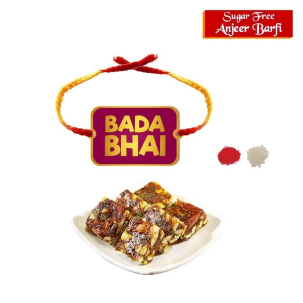 Yaya Cafe Rakhi Sweets Gift Combo for Brother Bada Bhai Printed Rakhi, Anjeer Barfi- 1 Kg Raksha Bandhan