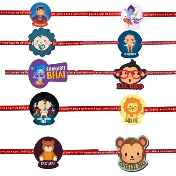 Printed Acrylic Rakhi Set of 10 for Brother |Raskhabandhan Special