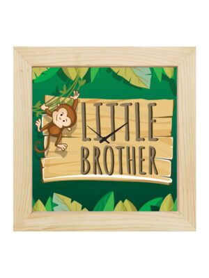TheYaYaCafe Yaya Cafe Birthday Rakhi Gifts for Brother, Little Monkey Brother Framed Wall Clock - 12 x 12 inches Birthday Rakhi