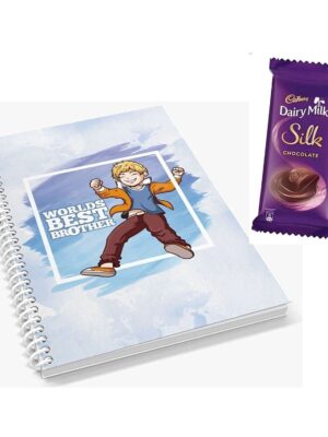 TheYaYaCafe Rakhi Gifts Combo for Brother Cadbury Dairy Milk Silk Gift Pack (60g) with Google Brother Printed Wirebound (A5-120