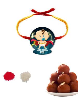 Double Trouble Bro Kids  Rakhi with Gulab Jamun   Combo - Pack of 2