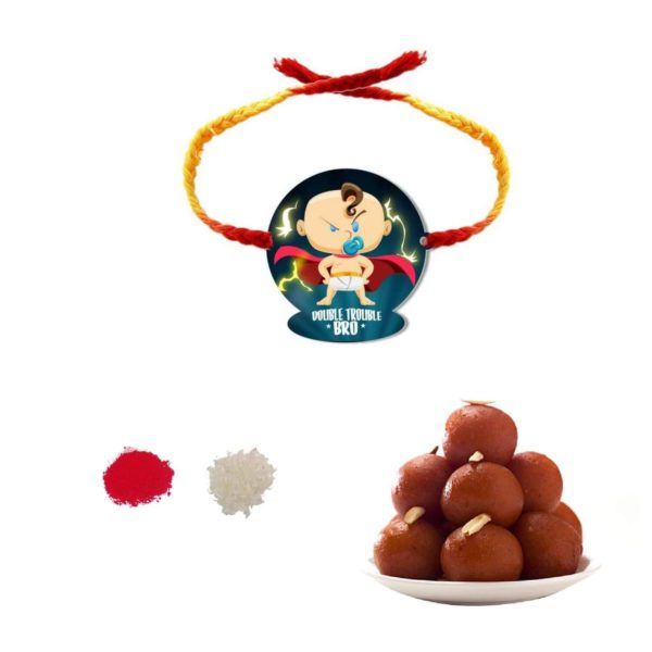 Double Trouble Bro Kids  Rakhi with Gulab Jamun   Combo - Pack of 2