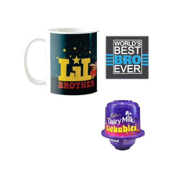 YaYa cafe Birthday Rakhi Chocolates Gift Combo for Kid Brother, Starry Squirrel Little Bro Brother Mug, Coaster, Birthday