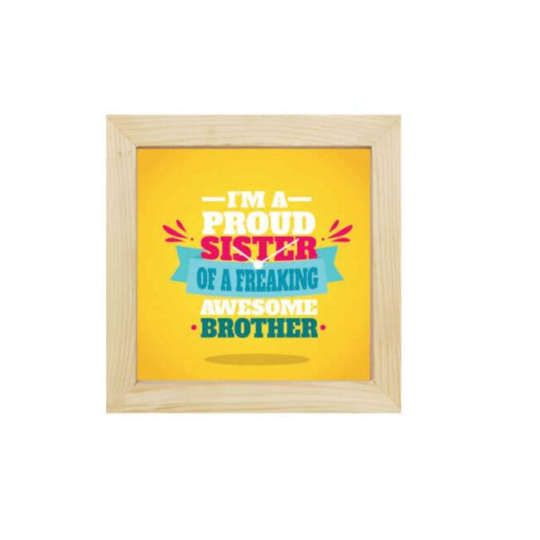 Yaya Cafe Birthday Rakhi Gifts for Brother, Proud Sister of a Freaking Awesome Brother 16x16 inches Cushion Cover with 6x6
