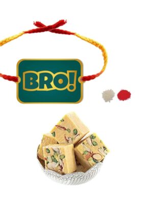 Yaya Cafe Rakhi Sweets Gift Combo for Brother Bro Printed Rakhi, Badam Patisa- 1 Kg Raksha Bandhan