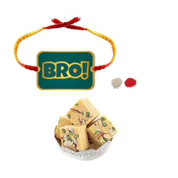 Yaya Cafe Rakhi Sweets Gift Combo for Brother Bro Printed Rakhi, Badam Patisa- 1 Kg Raksha Bandhan