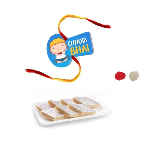 YaYa Cafe Rakhi Sweets Gift Combo for Brother Chhota Bhai Printed Rakhi, Kaju Katli - 500 gm, Gift Combo of 2 Raksha Bandhan
