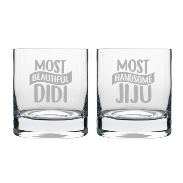 TheYaYaCafe Birthday Rakhi Gifts for Most Beautiful Didi Jiju (Brother-in-Law) Couple Whiskey Glasses - 325 ml, Coasters Set of