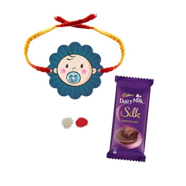 YaYa Cafe� Rakhi Chocolates Gift Combo for Brother, Cute Baby Boy Rakhi with 1 Dairy Milk Silk Chocolate Gift Combo Birthday