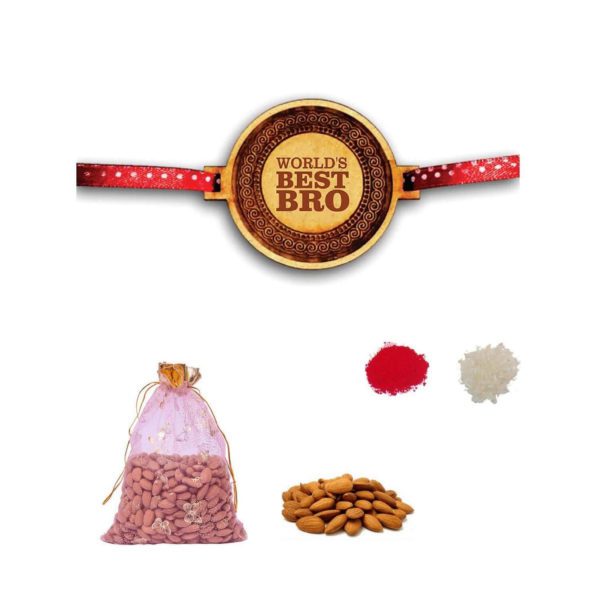 YaYa Cafe Rakhi Dry Fruits Gift Combo for Brother Worlds Best Bro Rakhi Almonds, , Coaster Gift Combo of 2 Birthday