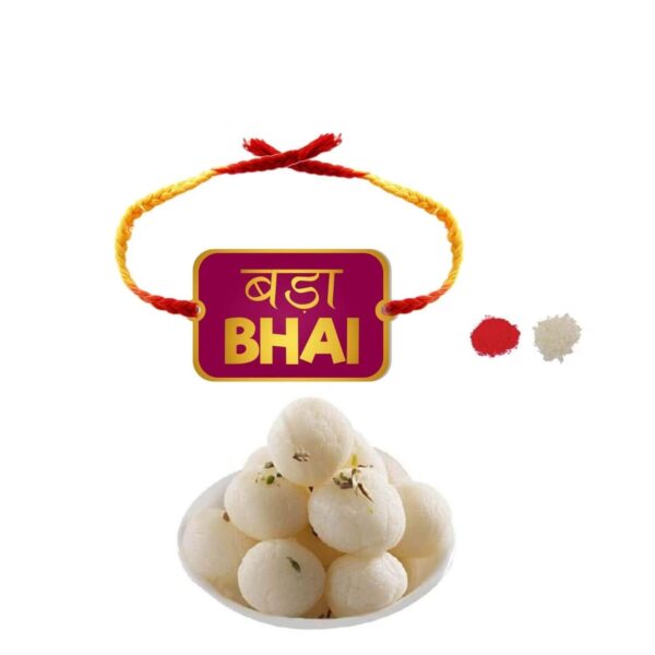 Yaya Cafe Rakhi Sweets Gift Combo for Brother Bada Bhai Printed Rakhi, Rasgulla - 1 Kg Raksha Bandhan