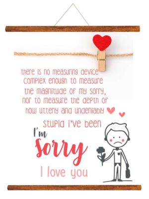 Yaya Cafe I Am Sorry I Love You Scroll Greeting Card (White_ 15X20 Inches)