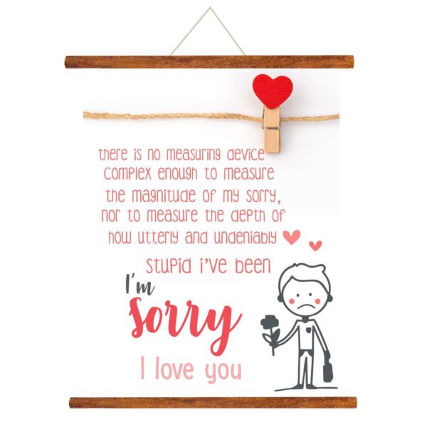 Yaya Cafe I Am Sorry I Love You Scroll Greeting Card (White_ 15X20 Inches)