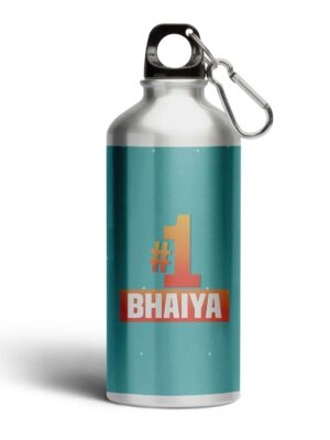 TheYaYaCafe Rakhi Gifts for Brother Sipper Water Bottle (600 ml) Stainless Steel No. 1 Bhaiya Printed Birthday