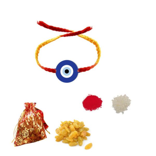 YaYa Cafe Rakhi Dry Fruits Gift Combo for Brother, Evil Eye Printed Rakhi, Raisins, Gift Combo of 2 Raksha Bandhan