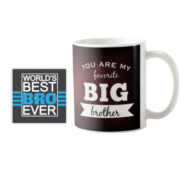 YaYa cafe™ Birthday Chocolates Gift Combo for Brother, Favorite Big Brother Mug, Coaster, 5 pcs Dairy Milk Chocolates, Gift