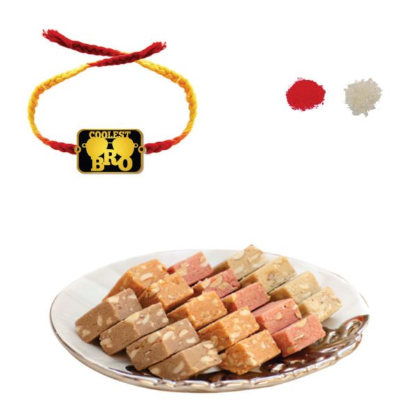 Yaya Cafe™ Rakhi Sweets Gift Combo for Brother, Coolest Bro Rakhi, MEWA Bites Burfi - 400 gm, Gift Combo Raksha Bandhan