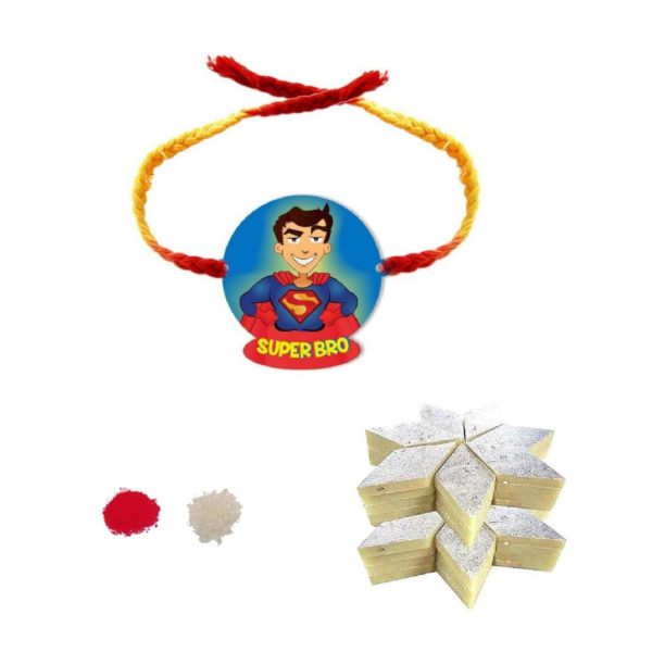 YaYa Cafe Rakhi Sweets Gift Combo for Brother, Super Bro with Rakhi,Kaju Katli - 1kg, Gift Combo of 3 Raksha Bandhan