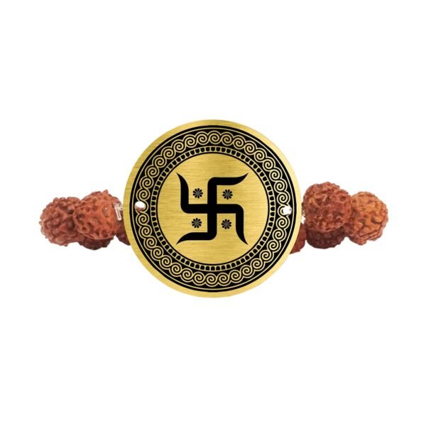 Swastik Engraved Rudraksh Rakhi For Brother
