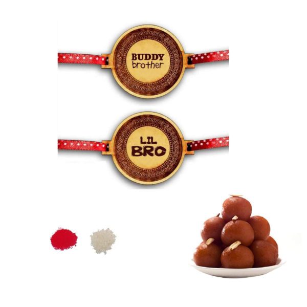 Buddy Bro & Lil Bro Kids Rakhi with Gulab Jamun Sweets Combo Pack Of - 3