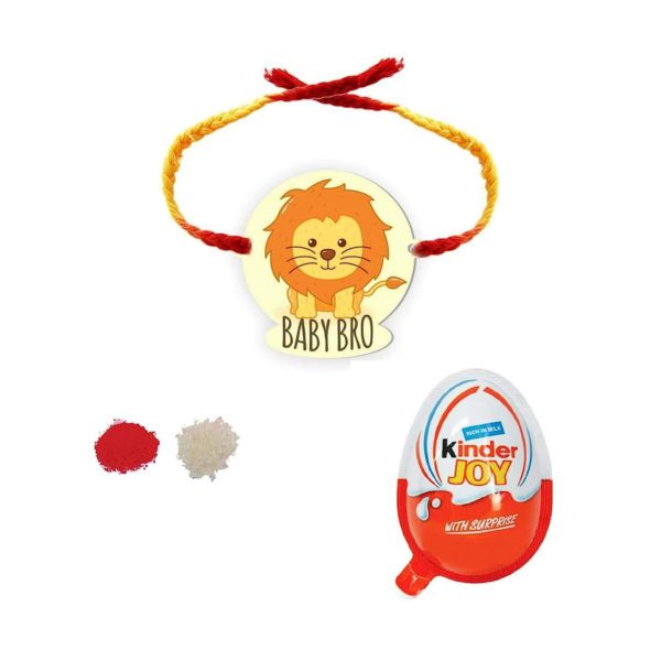 Baby Lion Bro Kids  Rakhi with Kinder Joy  Chocolate Gift Combo- Pack of 2