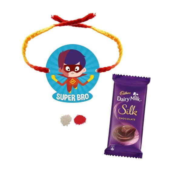 YaYa Cafe™ Rakhi Chocolates Gift Combo for Brother, Super Bro Rakhi with 5 Pcs Dairy Milk Chocolate Gift Combo Birthday