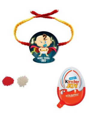 Double Trouble Bro Kids Rakhi with Kinder Joy Chocolate  Gift Combo pack of 2