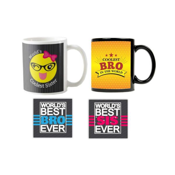 Yaya Cafe� Birthday Dry Fruits Gift Combo for Brother Sister, Coolest Brother Sister Set of 6 - Mug, Coaster, Almonds, Raisins