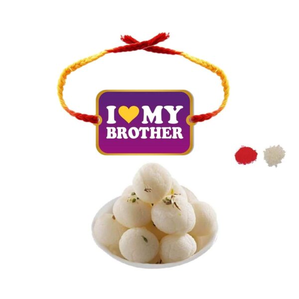 Yaya Cafe Rakhi Sweets Gift Combo for Brother I Love My Brother Printed Rakhi, Rasgulla - 1 Kg Raksha Bandhan