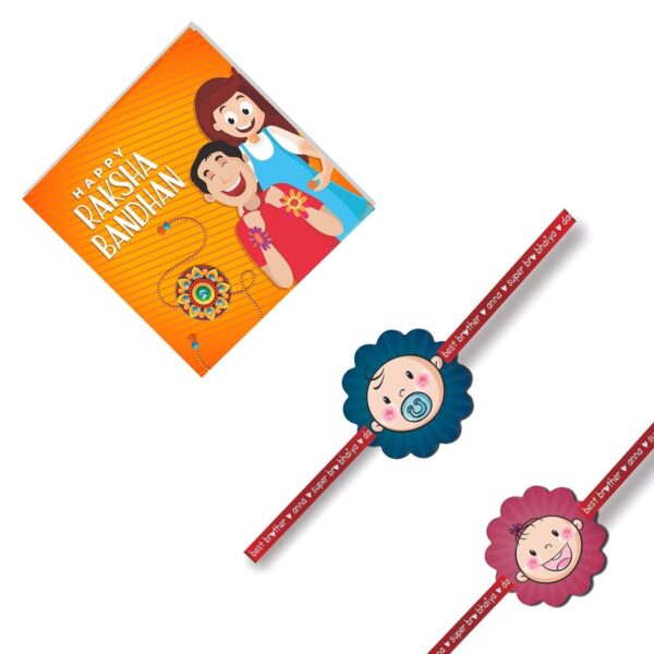 Cute Baby Bro Sis Kids Rakhi  - Set of 2