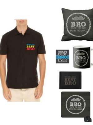 TheYaYaCafe Yaya Cafe Bhaidooj Gifts for Brother, Worlds Best Brother T-Shirt Polo, Mug, Coaster, Mouse Pad, Cushion Cover,