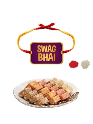 Yaya Cafe Rakhi Sweets Gift Combo for Brother Swag Bhai Printed Rakhi, MEWA Bites Burfi - 400 gm Raksha Bandhan