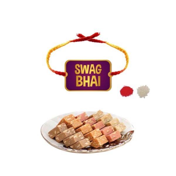 Yaya Cafe Rakhi Sweets Gift Combo for Brother Swag Bhai Printed Rakhi, MEWA Bites Burfi - 400 gm Raksha Bandhan