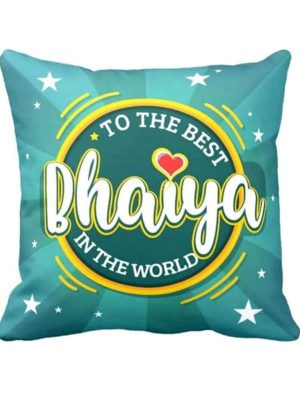 TheYaYaCafe Rakhi Gifts 24X24 inches Cushion Cover Best Bhaiya in The World Printed Raksha Bandhan Birthday