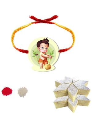 Sweets Gift Combo  Bal Hanuman  Kids Rakhi with Kaju Katli