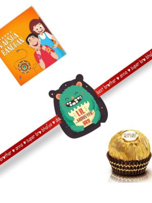 Lil Monster  Bro Kids Rakhi Gift with Ferrero Rocher Pack Of - 4 Pieces