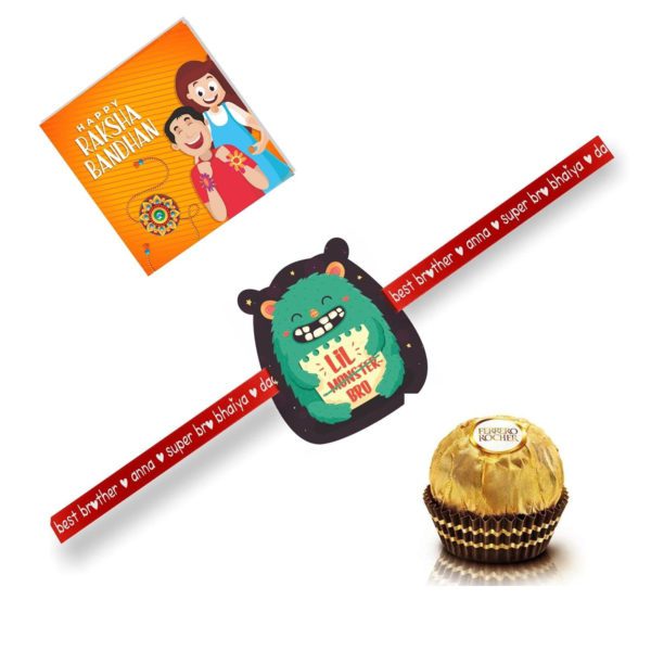 Lil Monster  Bro Kids Rakhi Gift with Ferrero Rocher Pack Of - 4 Pieces