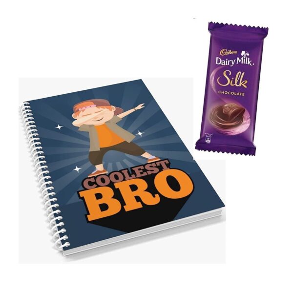 TheYaYaCafe Rakhi Gifts Combo for Brother Cadbury Dairy Milk Silk Gift Pack (60g) with Google Brother Printed Wirebound (A5-120
