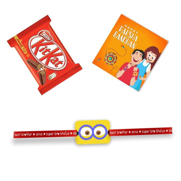 Cute Lil Bro Kids Rakhi with Kitkat Chocolate  Gift Combo pack of 2